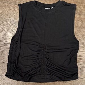 Mono B Black Ruched Tank Top
